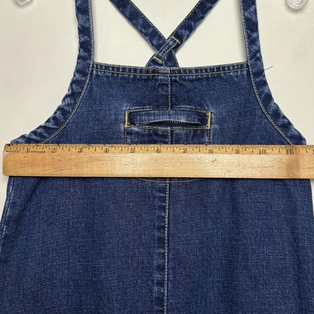 Vintage Girls Gymboree Sz M - 4y Denim Jean Dress Embroidered Flowers